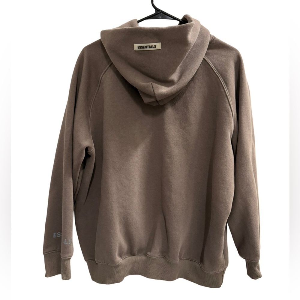 ESSENTIALS FEAR OF GOD Logo Hoodie Taupe / Black Size Large - Picture 4 of 13